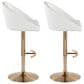 LumiSource Matisse Adjustable Swivel Barstool with White Faux Leather Upholstery in Gold (Set of 2), , large