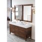James Martin Vanities Linear 59" Double Bathroom Vanity in Mid Century Walnut with 15 cm Glossy White Solid Surface Top and Rectangular Sinks, , large