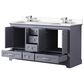 Lexora Home Dukes 60" Double Bathroom Vanity in Dark Grey with White Quartz Top and Rectangular Sinks, , large