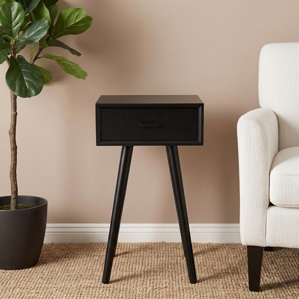 Maple and Jade End Table with Drawer in Black, , large