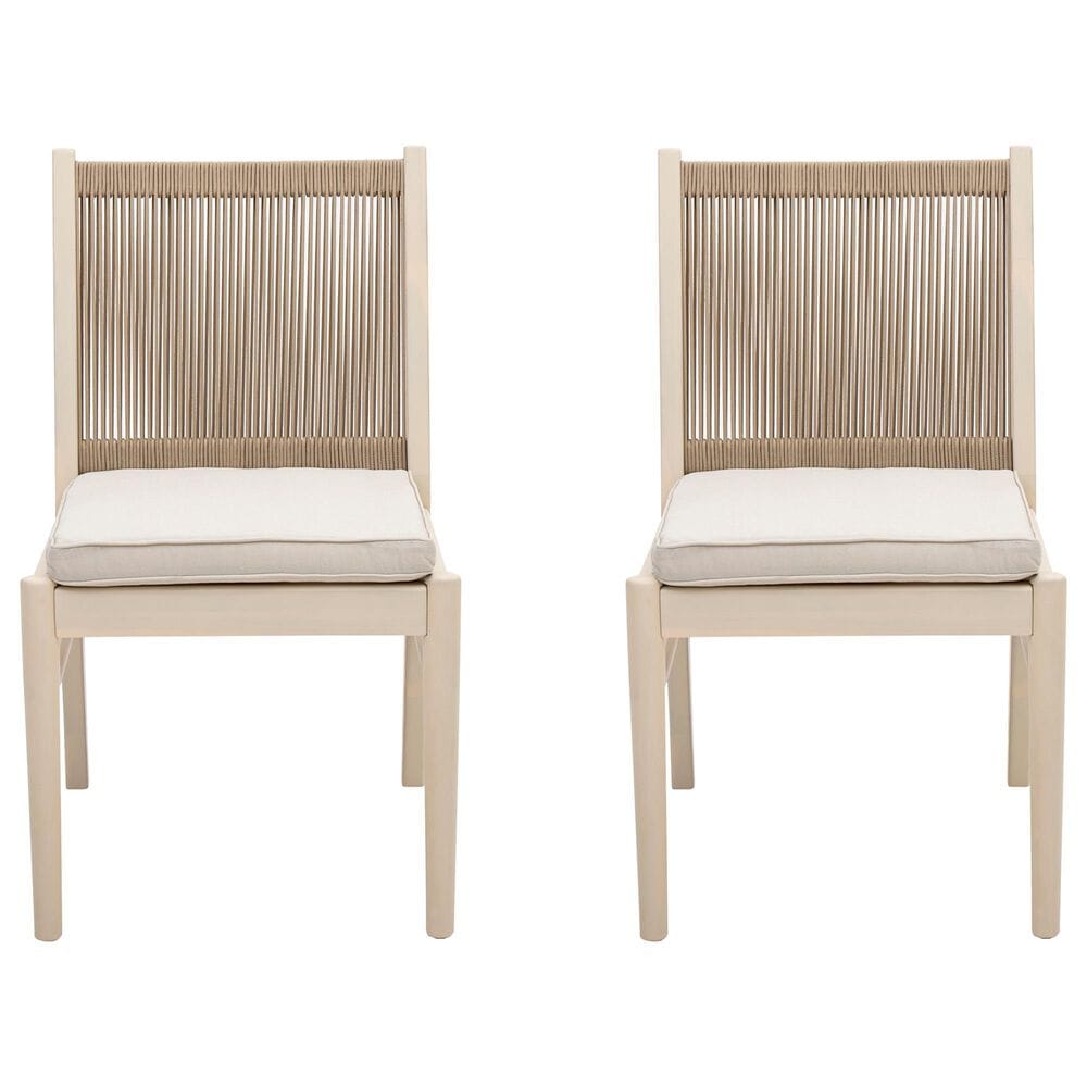 Hearth and Haven Cordoba Outdoor Dining Chair with Yellow Rope in Beige (Set of 2), , large