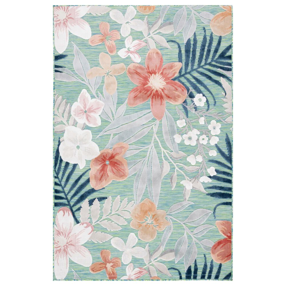 Safavieh Cabana CBN454Y 6"6" x 9"6" Green and Rust Indoor/Outdoor Area Performance Rug, , large
