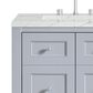 James Martin Vanities Breckenridge 30" Single Bathroom Vanity in Serenity Blue with 3 cm Ethereal Noctis Quartz Top and Rectangular Sink, , large
