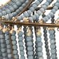 Creative Coop Laurel Draped Wood Bead Chandelier with Brushed Gold and Faded Blue Shade, , large