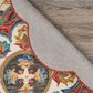 L&R Resources Sinuous Blossoms 6" Scalloped Red and Multicolor Area Rug, , large