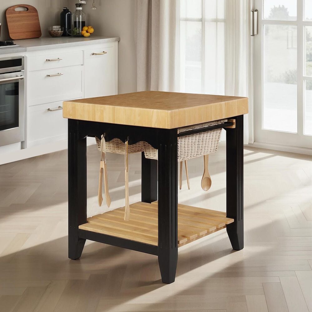 Linon Home Decor Kolton Kitchen Island in Black and Natural, , large