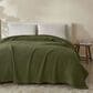 Trade Linker Full/Queen Waffle Weave Knit Throw Blanket in Olive, , large