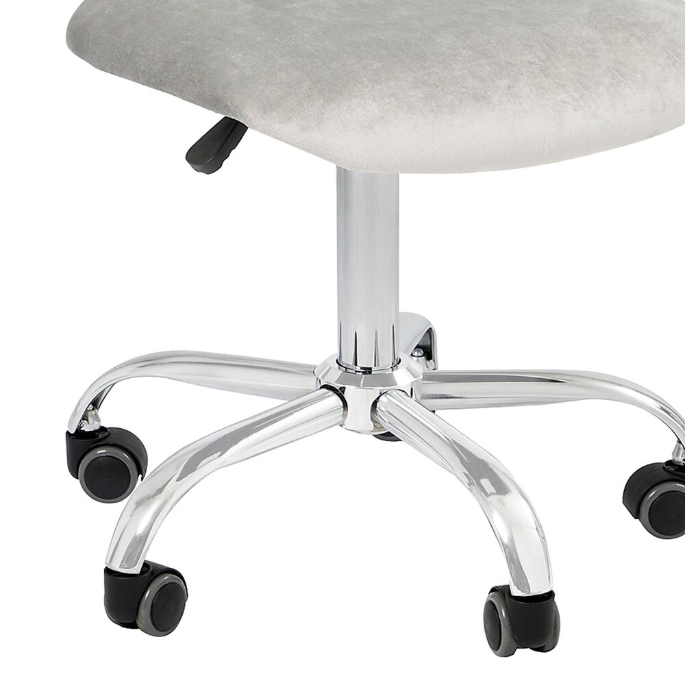 Impressions Vanity Heart Swivel Vanity Chair with Cool Grey Cushion in Matte Silver, , large