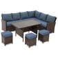 Hearth and Haven 7-Piece Outdoor Dining Set with Blue Cushion in Brown, , large