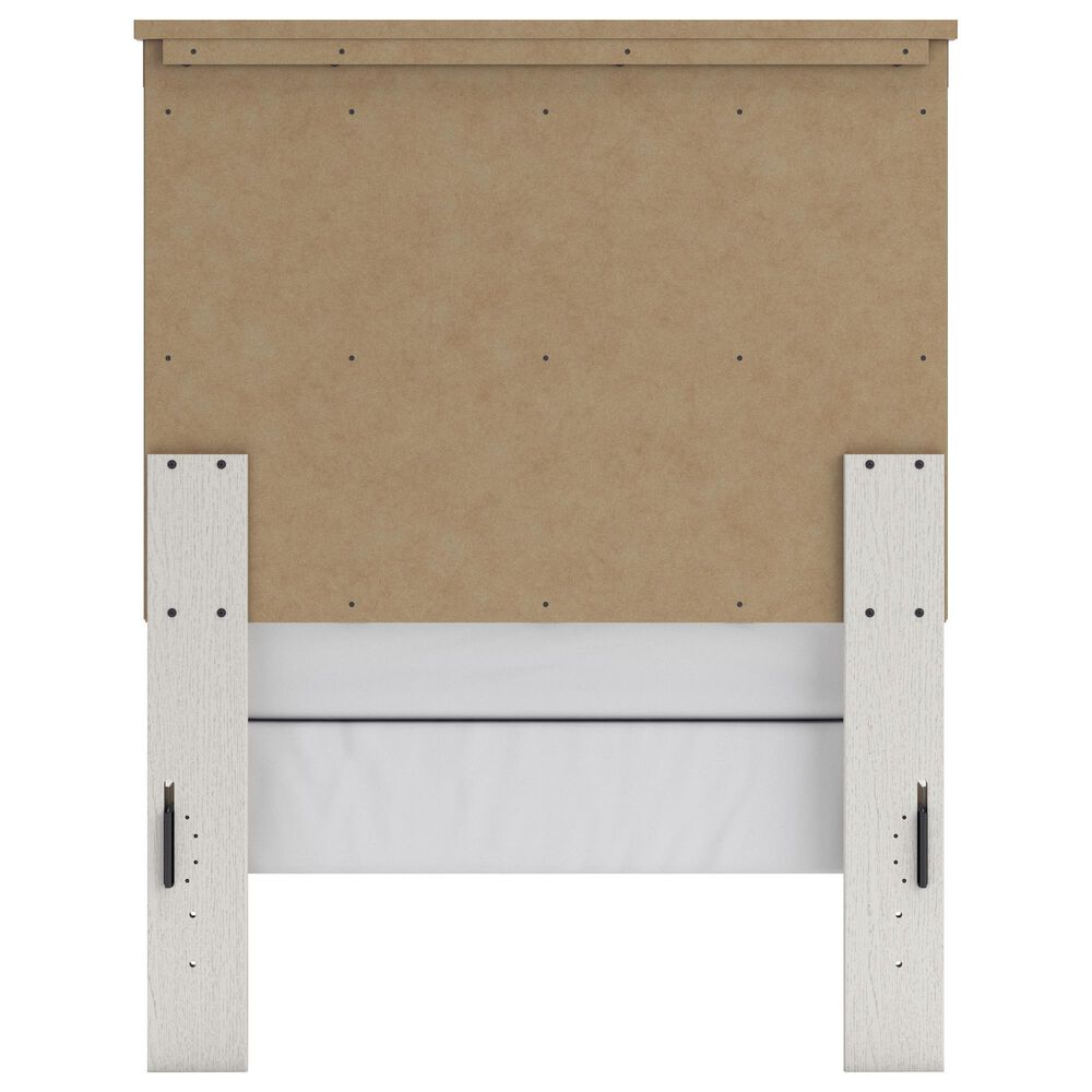 Ashley Linnocreek Twin Panel Bed in White and Warm Brown, , large