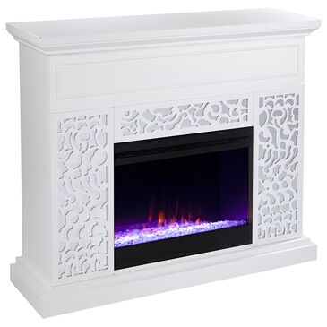 Southern Enterprises Wansford Color Changing Fireplace in White and Mirror, , large