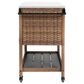 Hearth and Haven Outdoor Wicker Bar Cart with Glass Top in Brown, , large