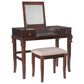 Linon Home Decor Angela Vanity with Stool in Walnut, , large