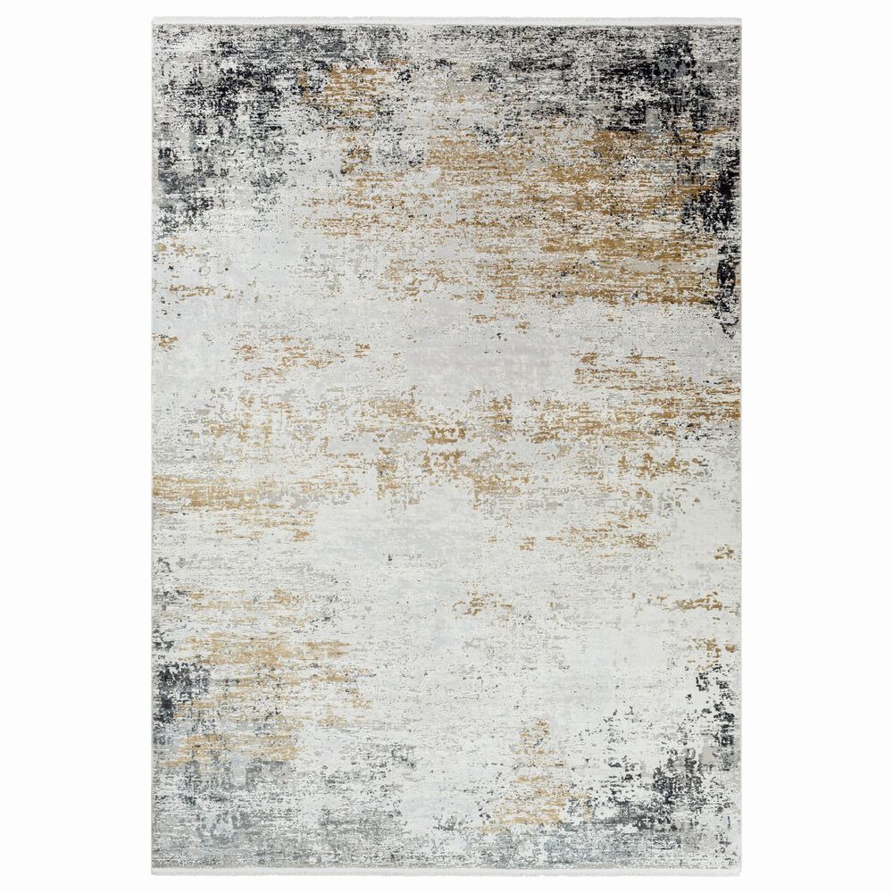 Surya Solar 5" x 7"6" Charcoal, Gray, Saffron and White Area Rug, , large