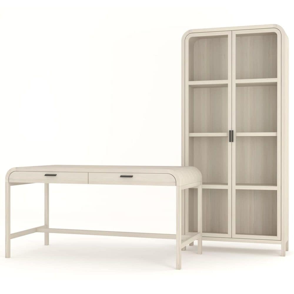 Urban Home Drake Glass Door Wooden Bookcase in Sugar, , large