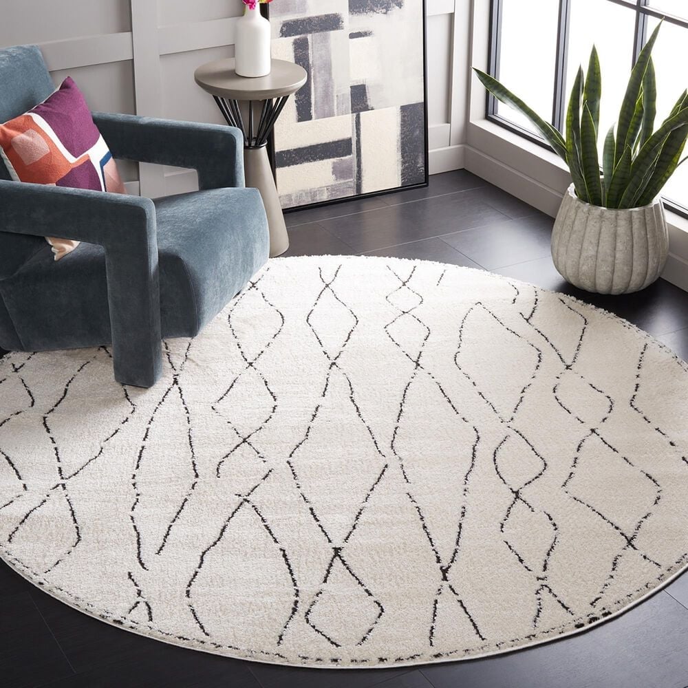 Safavieh Melody MEL112B 6&#39;7&quot; Round Ivory and Black Area Rug, , large