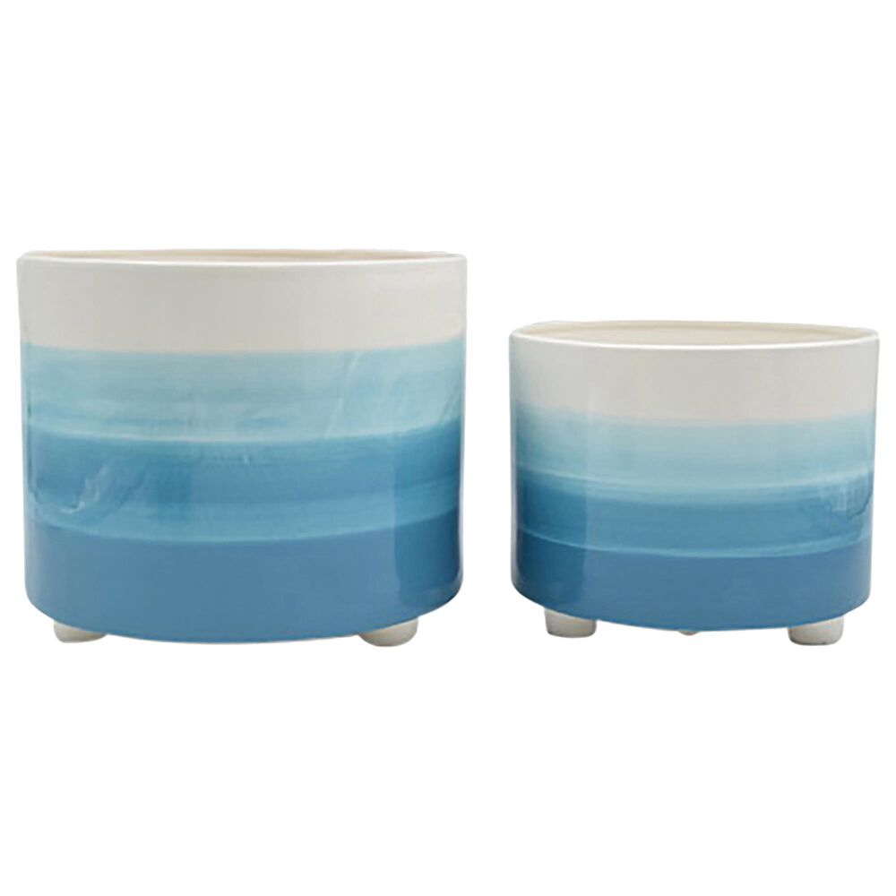 Sagebrook Home Footed Planter in Blue (Set of 2), , large