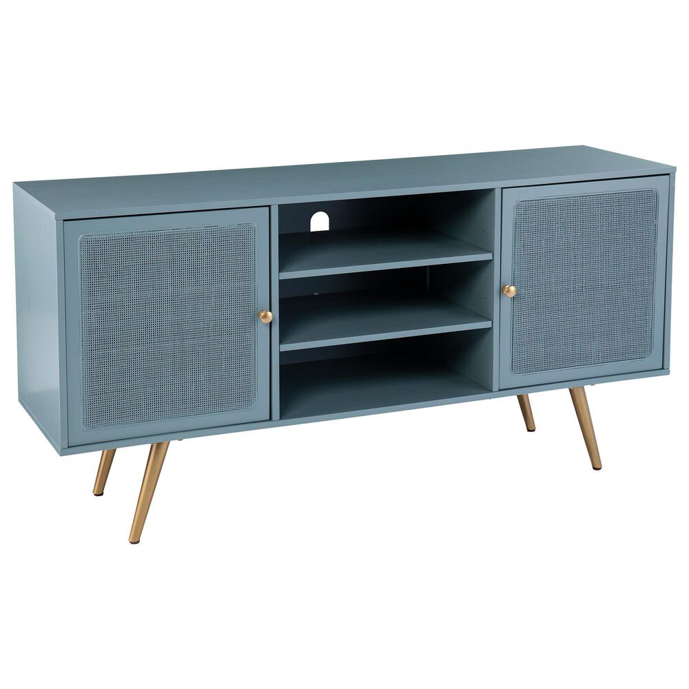 Southern Enterprises Alsterson 58" Media Stand in Mint and Gold, , large