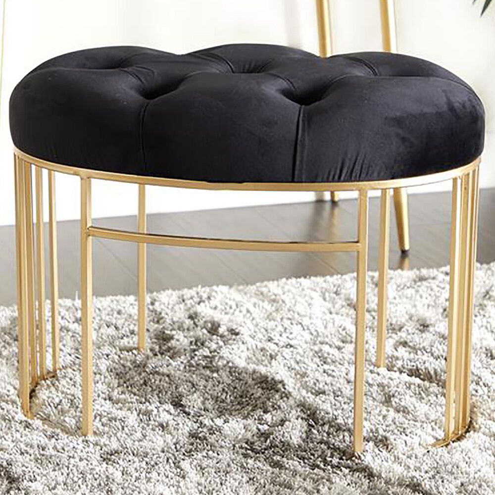 Maple and Jade 24&quot; Velvet Bench in Black, , large