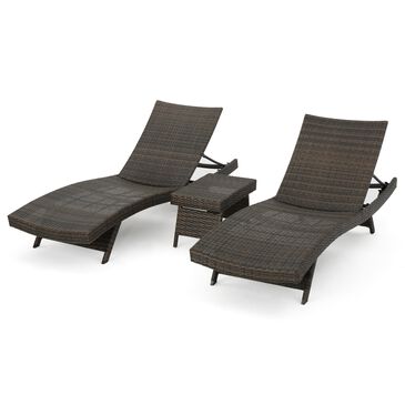 Noble House Thira 3-Piece Patio Chaise Lounge Set in Mixed Mocha, , large