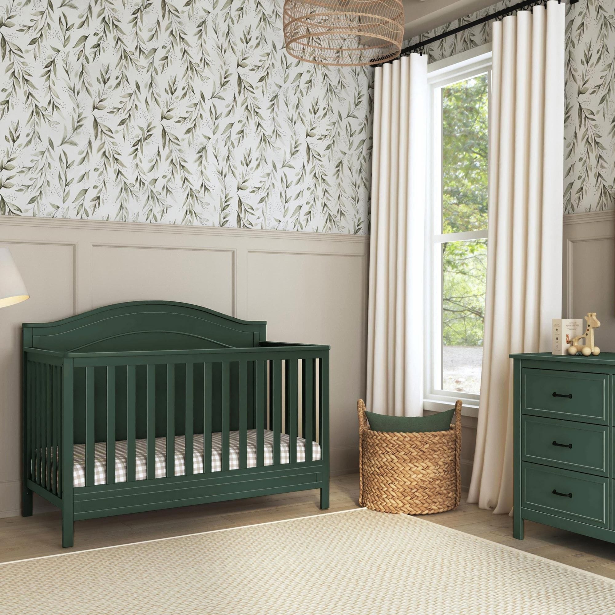 New Haus Charlie 4 In 1 Convertible Crib in Forest Green NFM