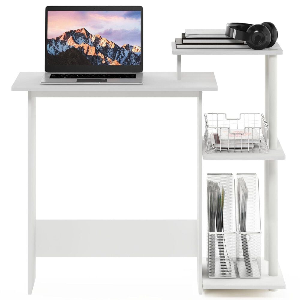 HOMLUX 40" Computer Desk with Open Side Shelves in White, , large