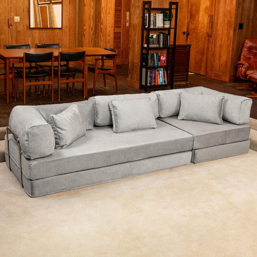 Jaxx Unsofa Stationary Sofa in Mouse Grey Velvet, , large