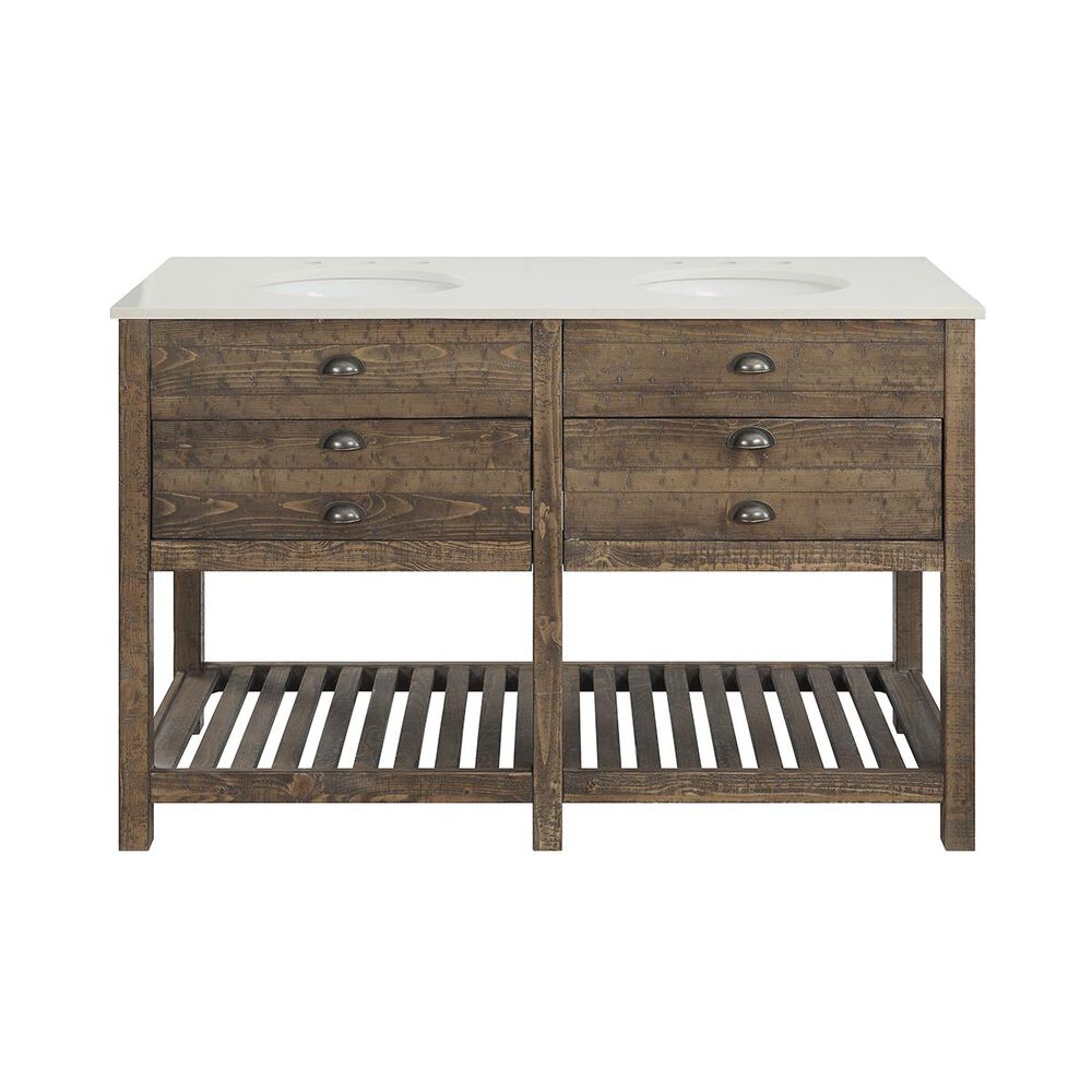Coast To Coast Imports 57" Vanity With Top, Double Sink, 2 Drawers in Brown, , large