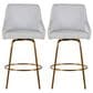 LumiSource Hannah Swivel Counter Stool with White Faux Leather Upholstery in Gold (Set of 2), , large