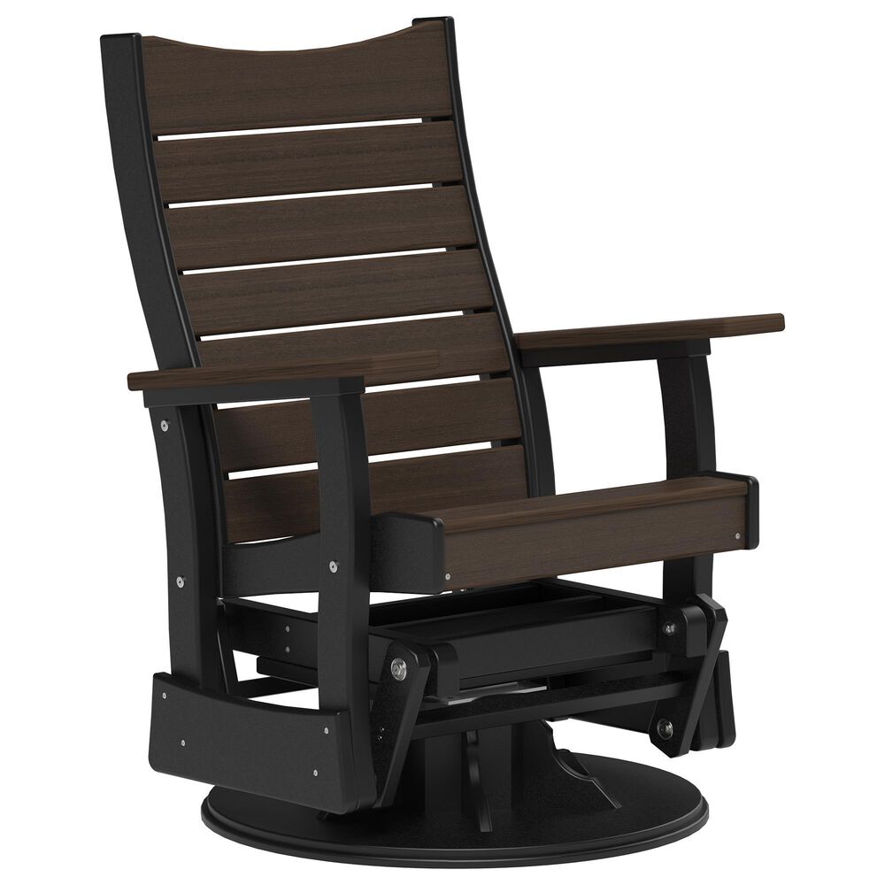 Amish Orchard 2" Outdoor Contour Swivel Glider Chair in Brazilian Walnut and Black, , large