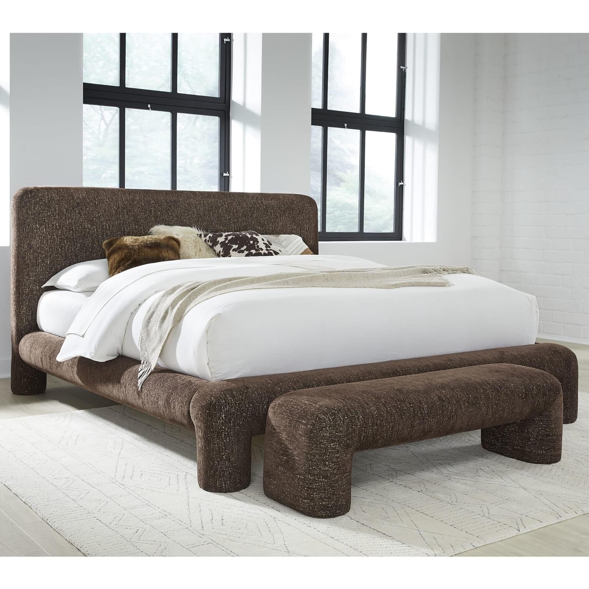 37B Anansi Mocoa Eastern King Upholstered Platform Bedframe in