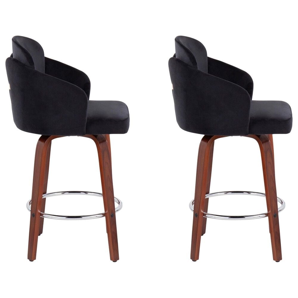 LumiSource Dahlia Swivel Counter Stool with Camel Upholstery in Walnut and Chrome (Set of 2), , large