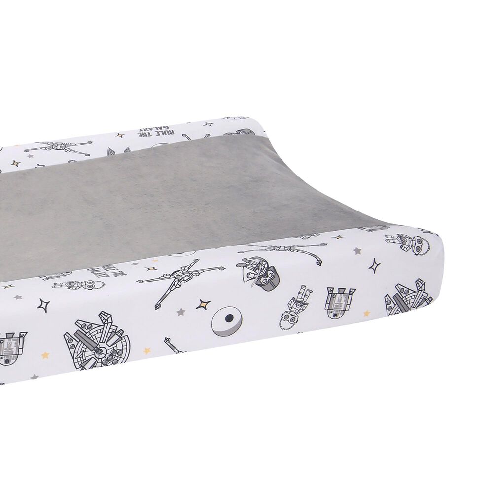 Lambs and Ivy Star Wars Millennium Falcon Changing Pad Cover in White and Gray Soft, , large