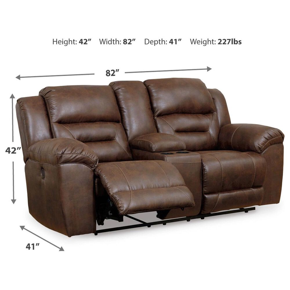 Ashley Stoneland Power Reclining Loveseat with Console in Chocolate, , large