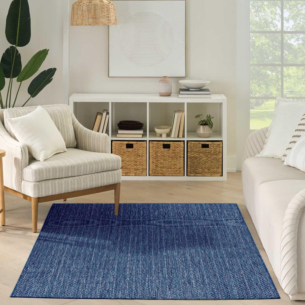 Nourison Horizon HOZ02 Navy 6&#39; x 9&#39; Indoor/Outdoor Area Rug, , large