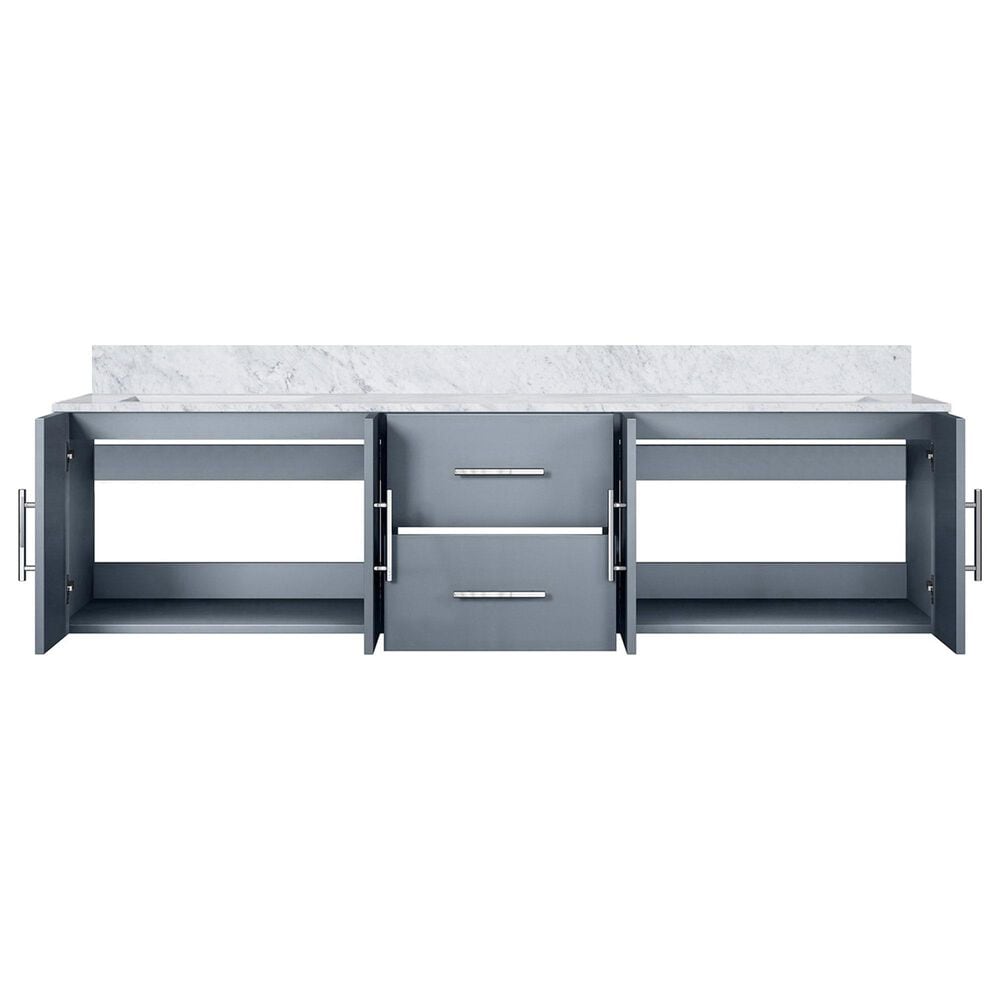 Lexora Home Geneva 72&quot; Double Bathroom Vanity in Dark Grey with 2 cm White Carrara Marble Top and Rectangular Sinks, , large