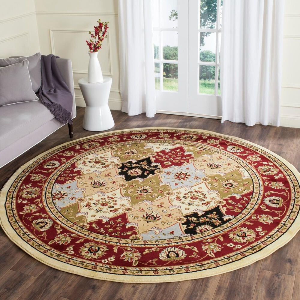 Safavieh Lyndhurst LNH320 8&#39; Round Multicolor and Red Area Rug, , large