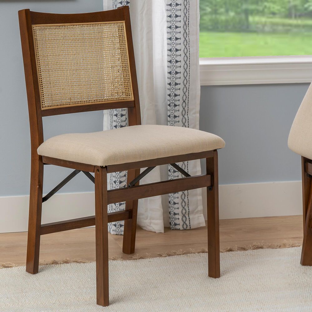Linon Home Decor Bauer Cane Folding Side Chair in Walnut, , large