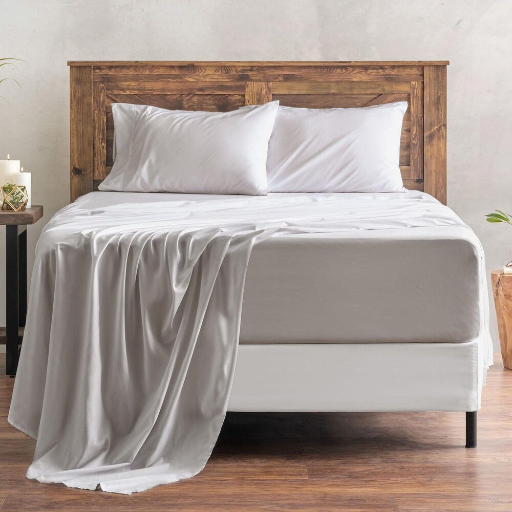 4-Piece King Checkered Emboss Sheet Set in Modern Gray, , large