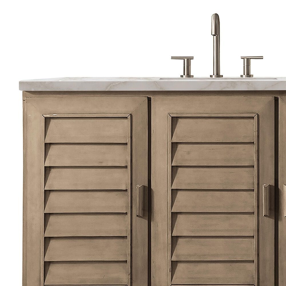 James Martin Vanities Portland 48&quot; Single Bathroom Vanity in Whitewashed Walnut with 3 cm Victorian Silver Quartz Top and Rectangular Sink, , large