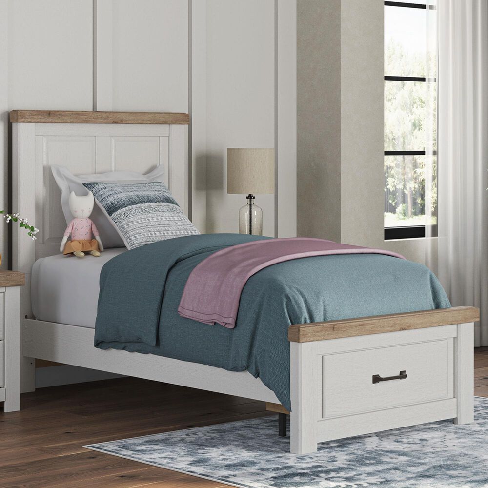 Ashley Savonport Twin Storage Panel Bed in White and Brown, , large