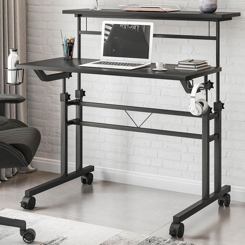 Rta Products Llc Galaxy Rolling Writing Desk in Black, , large