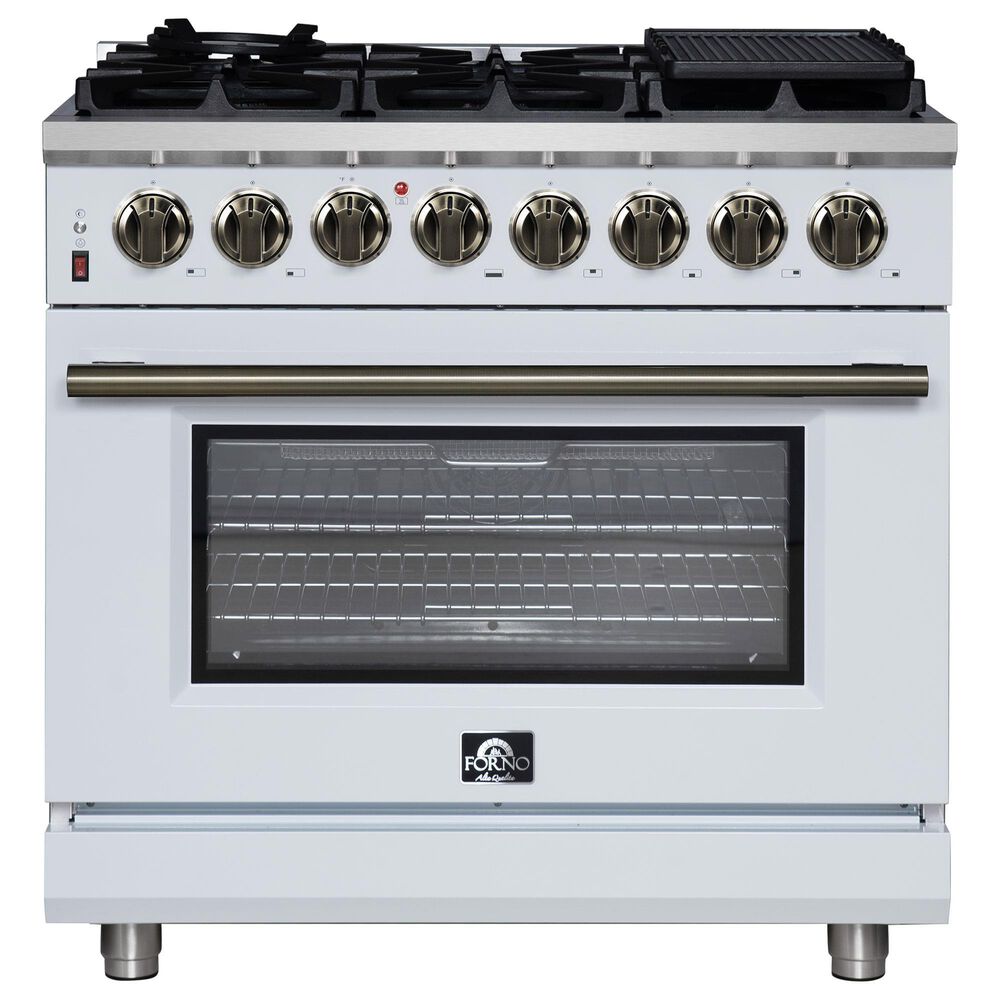 Forno Massimo 36" Freestanding Dual Fuel Range in White, , large