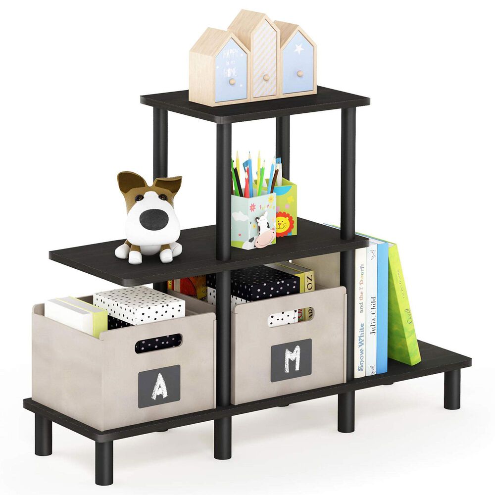 HOMLUX Turn-N-Tube 3-Tier Display Rack in Espresso and Black, , large