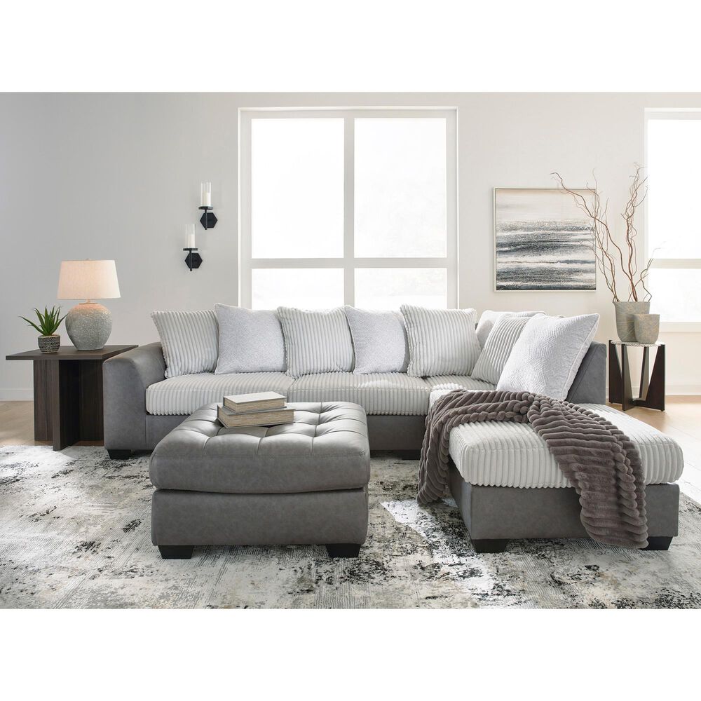 Ashley Clairette Court Oversized Accent Ottoman in Alloy, , large