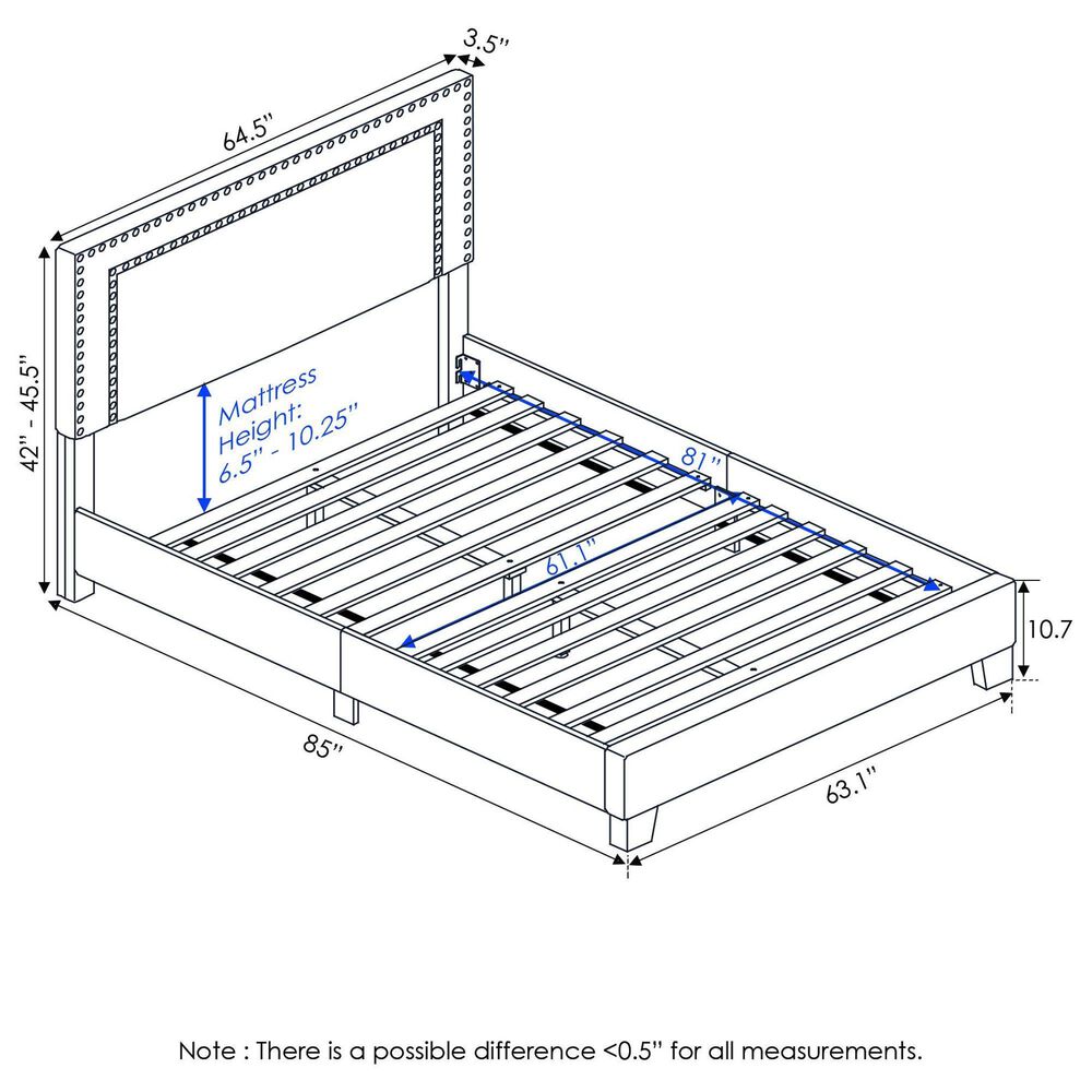 HOMLUX Laval Queen Upholstered Platform Bed Frame in Stone, , large