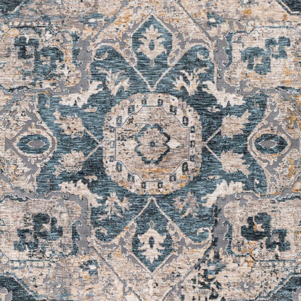 Surya Cardiff CDF-2307 Deep Teal, Blue, Light Gray, Medium Gray, Charcoal and Camel 2'7" x 3'11" Area Rug, , large