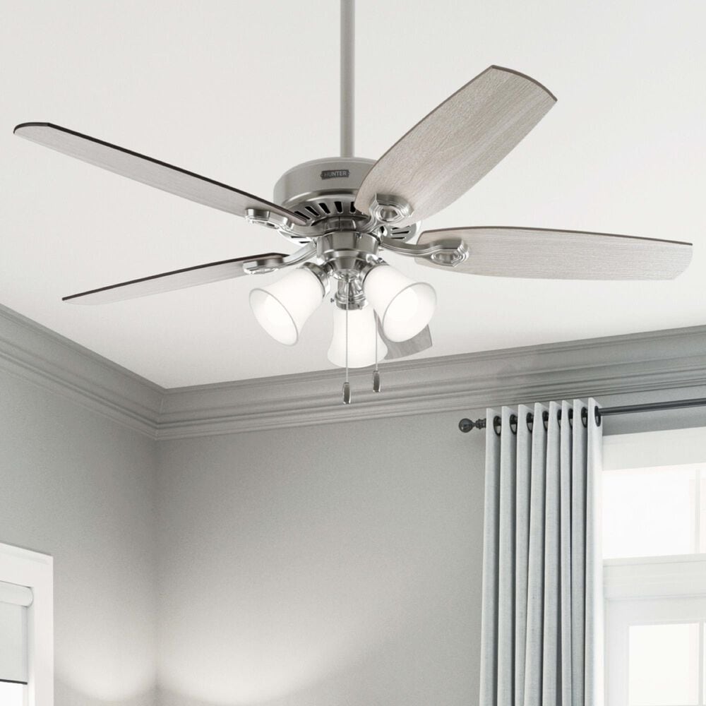 Hunter Builder Plus 52&quot; Ceiling Fan with Lights in Brushed Nickel, , large