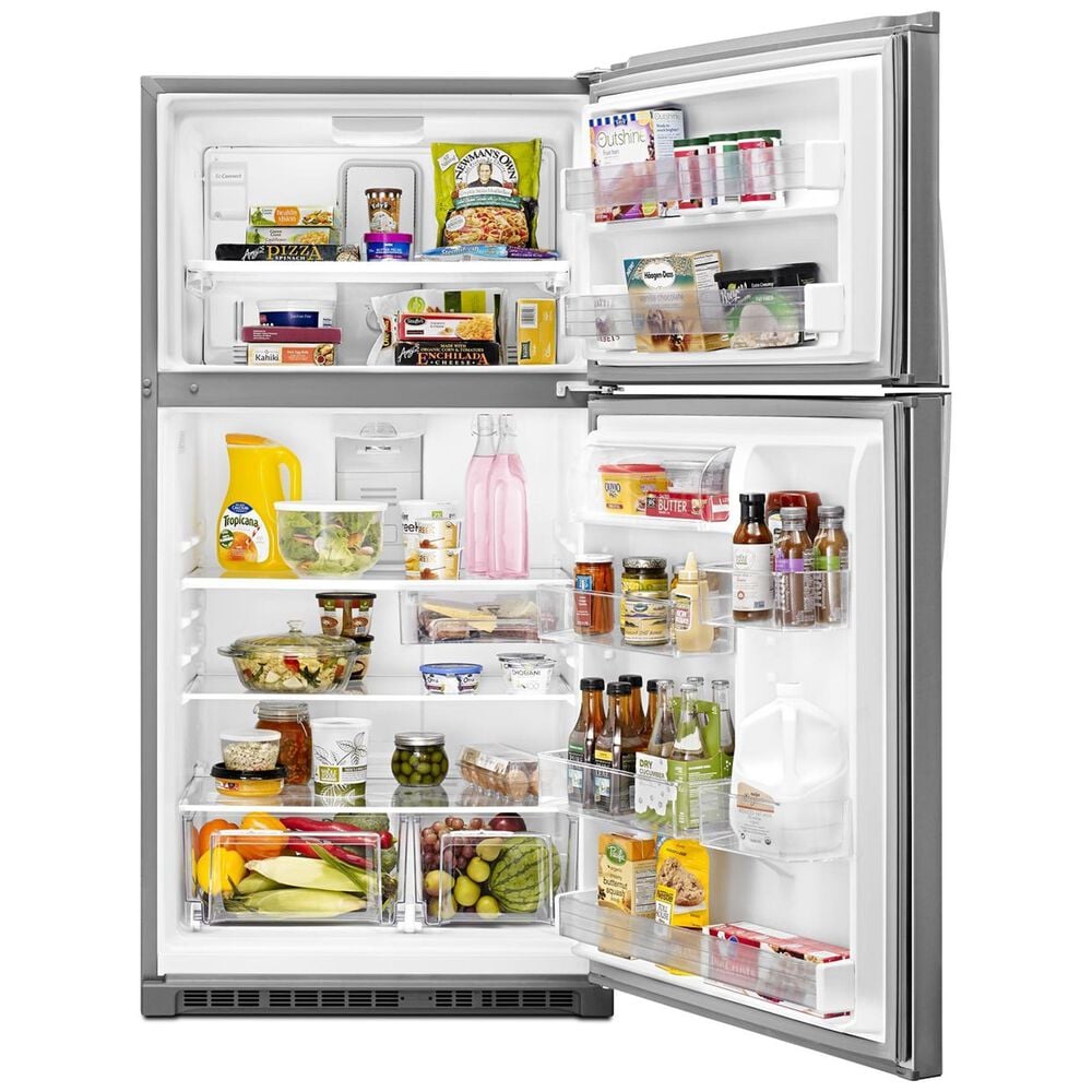 Whirlpool 21 Cu. Ft. 33&quot; Wide Top Freezer Refrigerator in Fingerprint Resistant Stainless Steel, , large