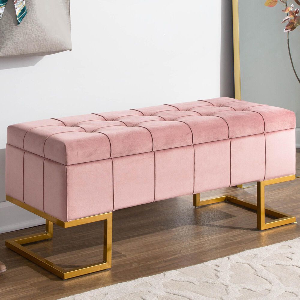 Lumisource Midas Storage Bench in Pink/Gold, , large